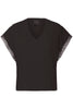 iholya ss4 black ichi top blouse t-shirt v-hals korte mouwen vleermuismouwen zwart