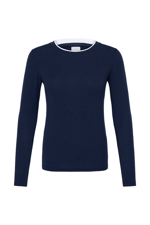 IHPHILUCA LONG SLEEVE5 maritime blue ichi t-shirt lange mouwen donkerblauw blauw
