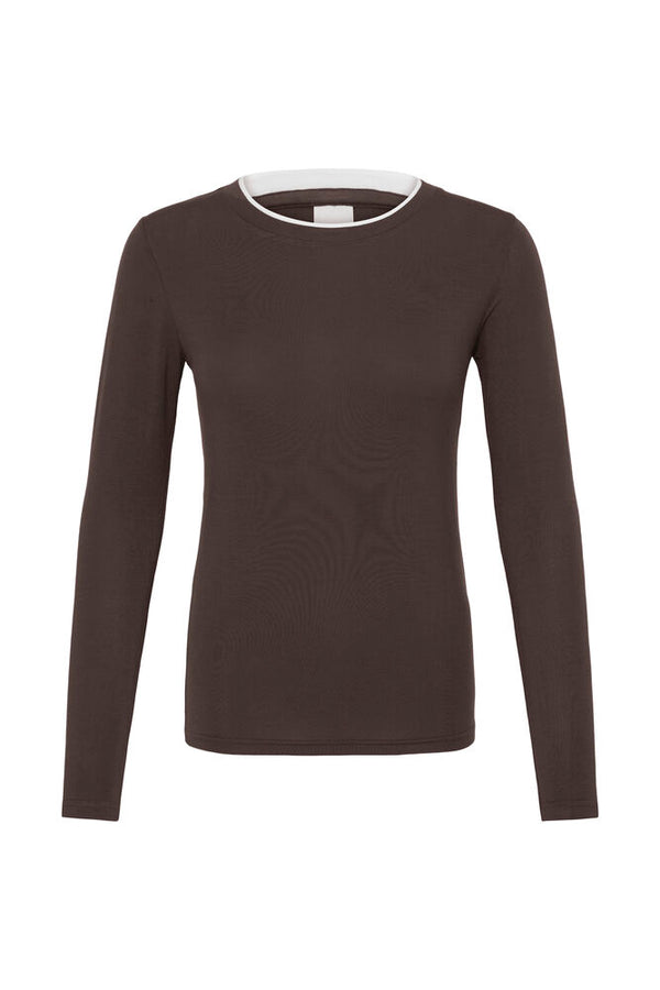 IHPHILUCA LONG SLEEVE5 coffee bean brown ichi t-shirt lange mouwen donkerbruin bruin
