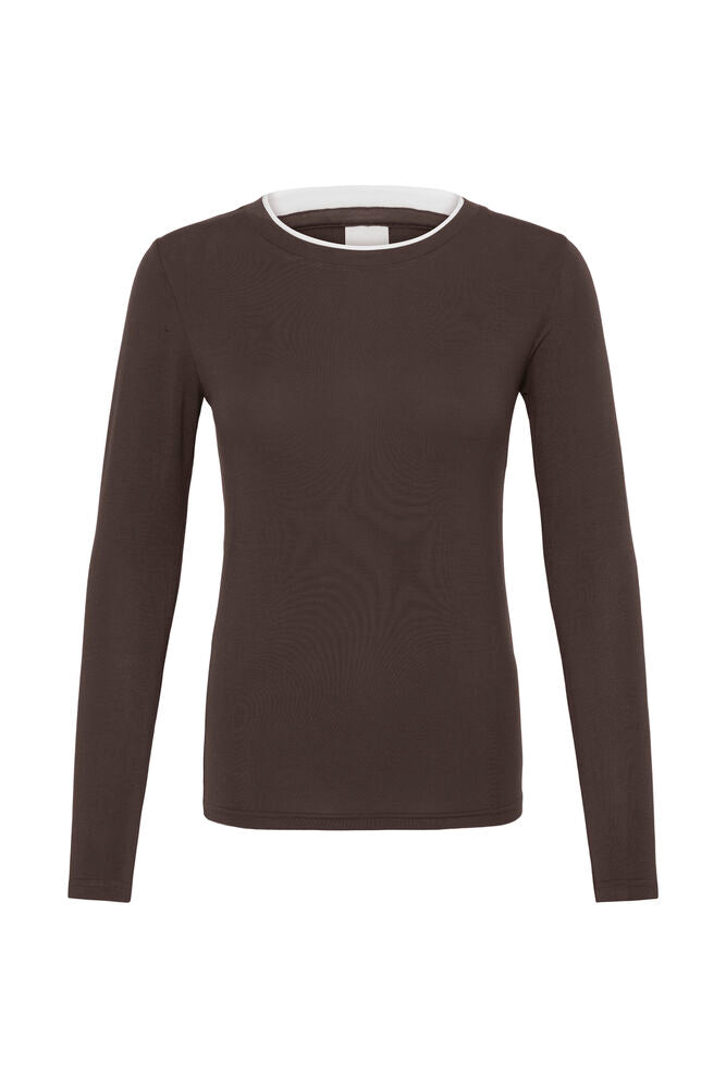 IHPHILUCA LONG SLEEVE5 coffee bean brown ichi t-shirt lange mouwen donkerbruin bruin
