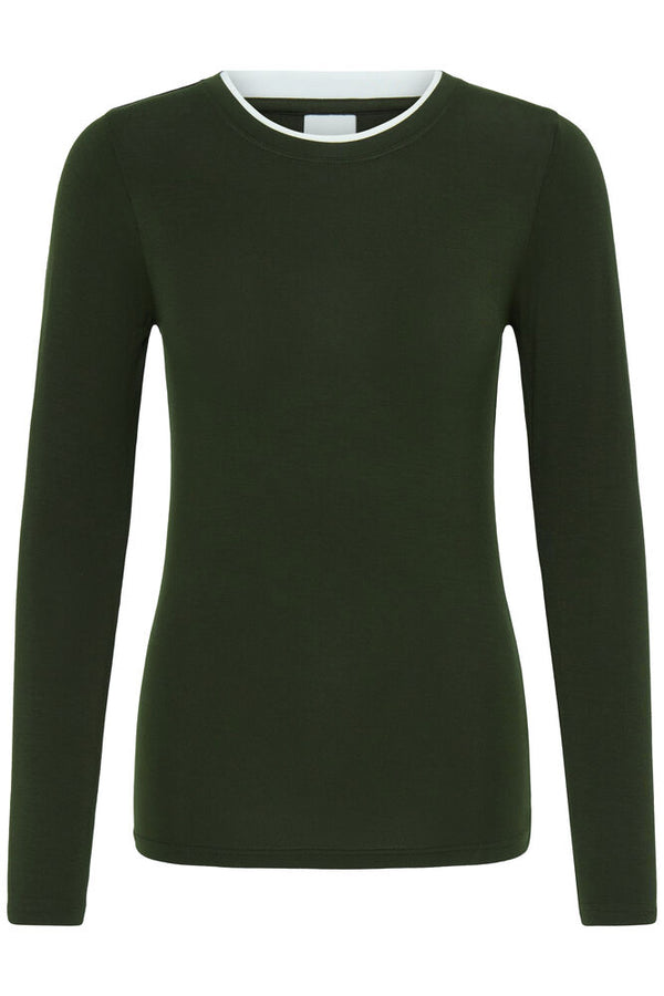 IHPHILUCA LONG SLEEVE5 rosin green ichi t-shirt lange mouwen donkergroen groen