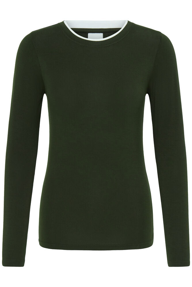 IHPHILUCA LONG SLEEVE5 rosin green ichi t-shirt lange mouwen donkergroen groen