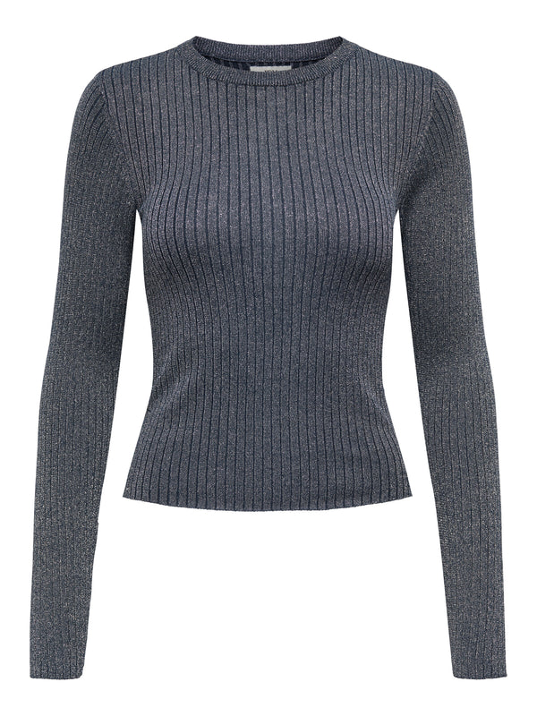 JDYPLUM LUREX L/S O-NECK PULLOVER KNT TOTAL ECLIPSE top glitter lange mouwen ronde hals blauw