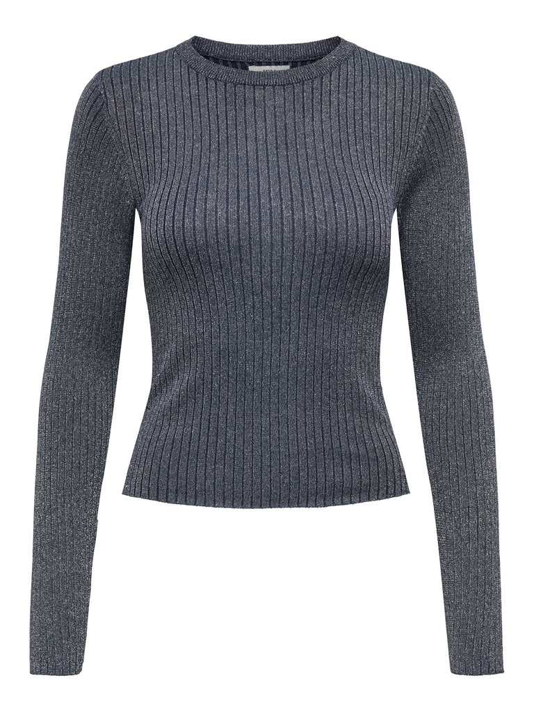 JDYPLUM LUREX L/S O-NECK PULLOVER KNT TOTAL ECLIPSE top glitter lange mouwen ronde hals blauw