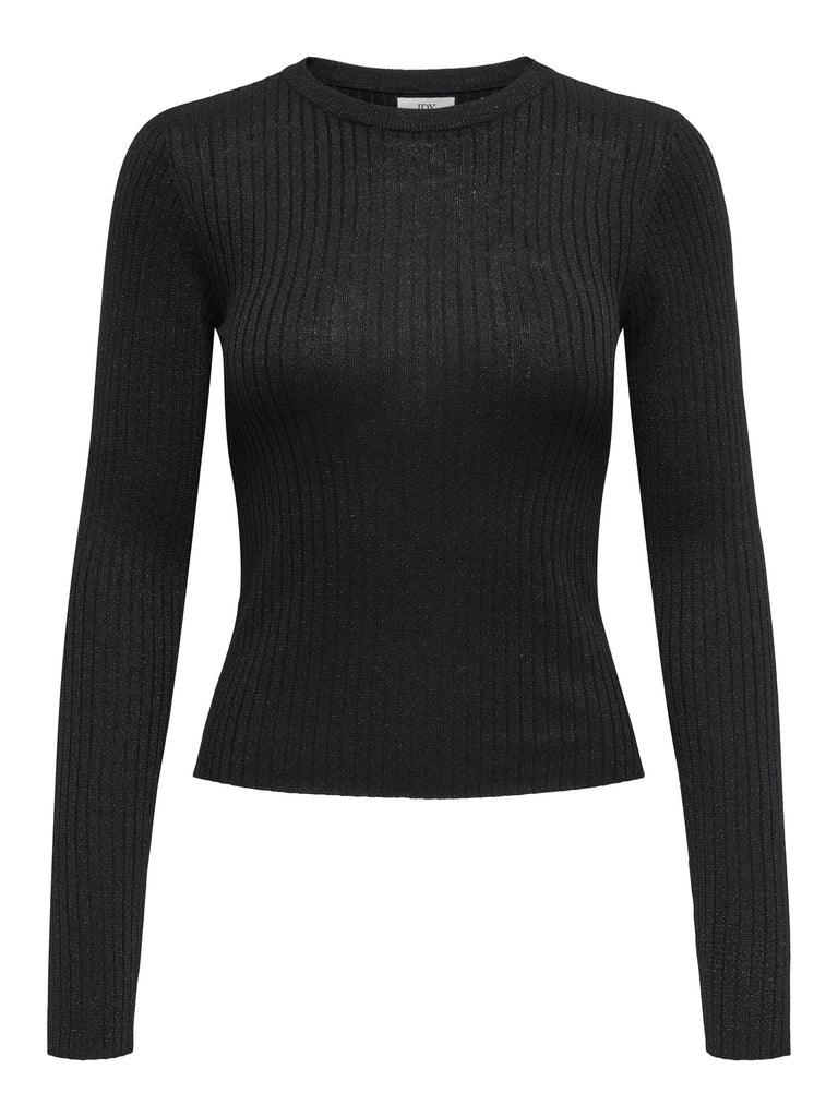 JDYPLUM LUREX L/S O-NECK PULLOVER KNT black top glitter lange mouwen ronde hals zwart