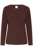 IHREBEL LS Coffee Bean - Brown ichi t-shirt top lange mouwen ronde hals fijne glitter donkerbruin