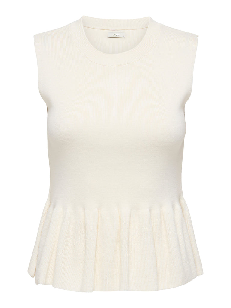 JDYRHEA S/L O-NECK PEPLUM TOP KNT cloud dancer peplum-top wit