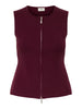 JDYRILEY S/L O-NECK TWO WAY ZIP VEST KNT maroon banner top rits bordeaux
