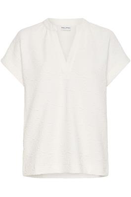 PZroset ss blouse cloud dancer pulz jeans top korte mouwen v-hals wit 