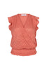 lofty manner top samara pink mouwloze overslag top koraal