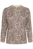 PZSARA Oneck Pullover Brown Animal Printed - Nature pulz jeans t-shirt lange mouwen ronde hals leopard beige bruin