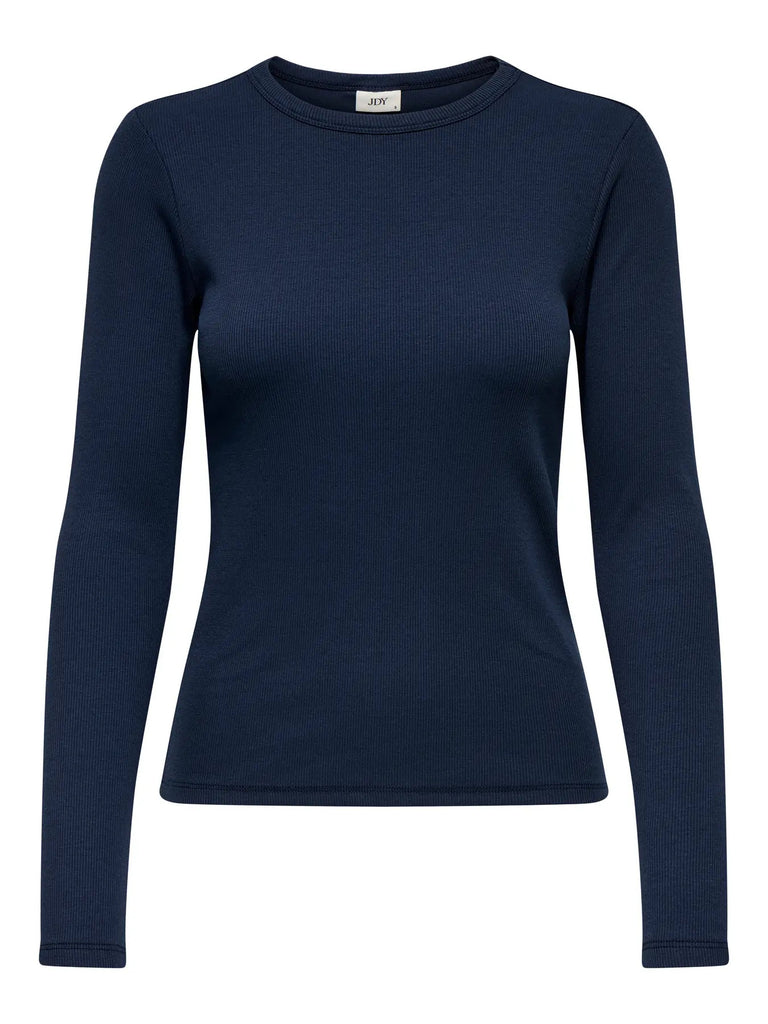JDYSOLAR L/S O NECK TOP JRS DIA navy blazer t-shirt ribstof lange mouwen donkerblauw
