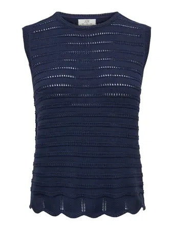 JDYTANJA S/L O-NECK TOP KNT mouwloze top donkerblauw black iris