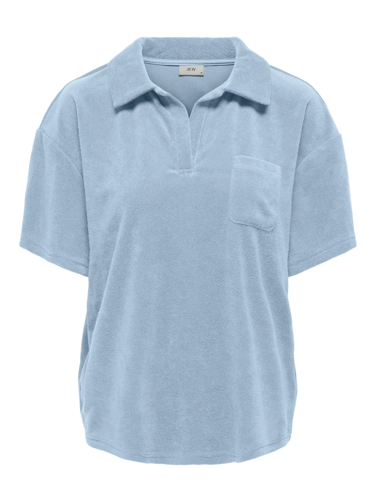 JDYTERRY S/S COLLAR TOP JRS top polo badstof blauw gestreept