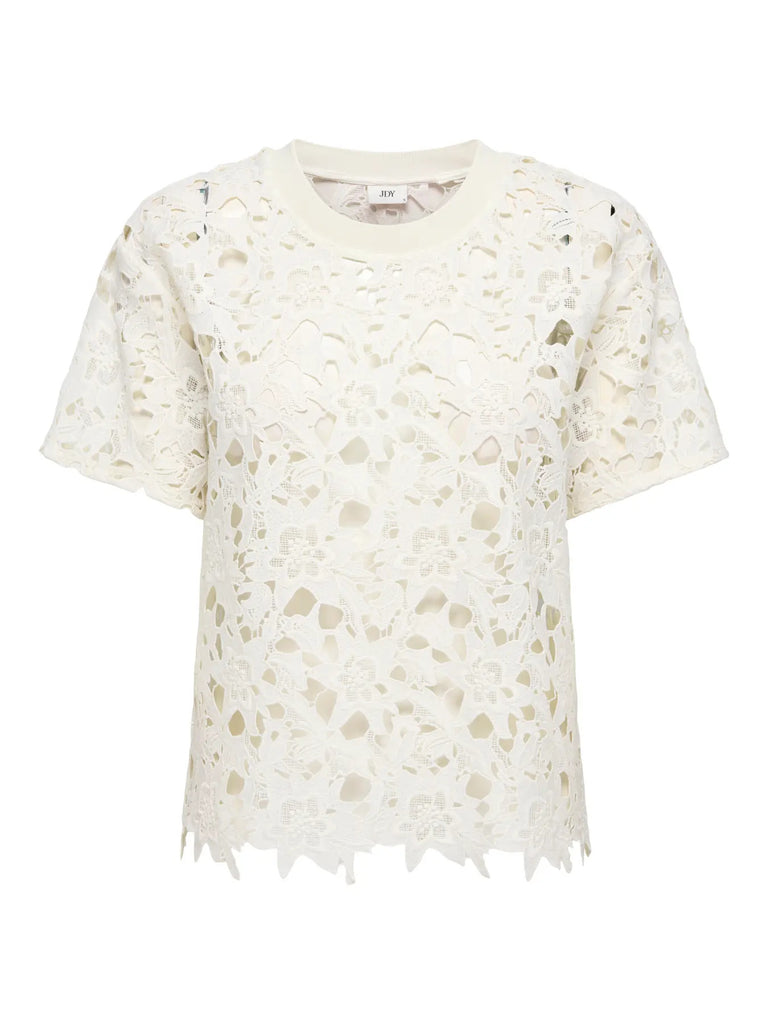 jdyvanya lace top cloud dancer top wit doorzichtig