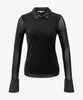 yaya 01-709346-511 mesh top met afneembare kraag en manchetten zwart black