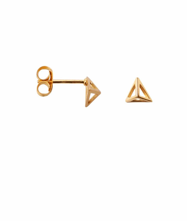 Label kiki stud triangle pyramid gold stud oorbel stainless steel pyramide oorsteker goud