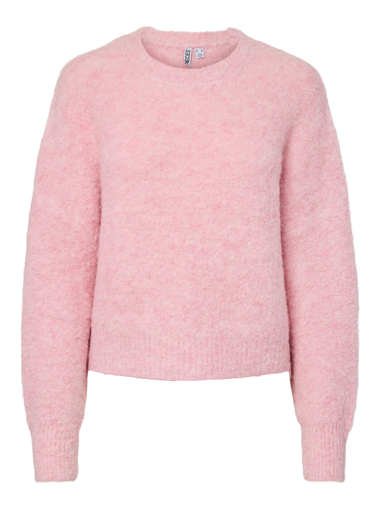 PCATHERINE LS O-NECK KNIT BC sea pink melange pieces trui roze