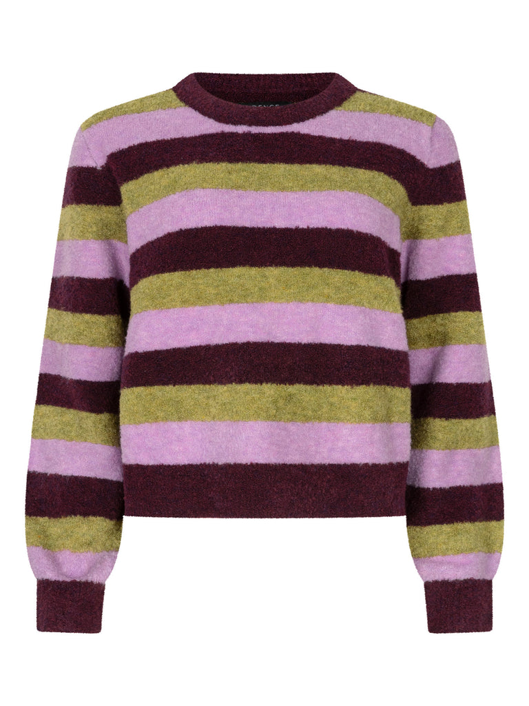 ydence knitted sweater aurora trui groen roze aubergine
