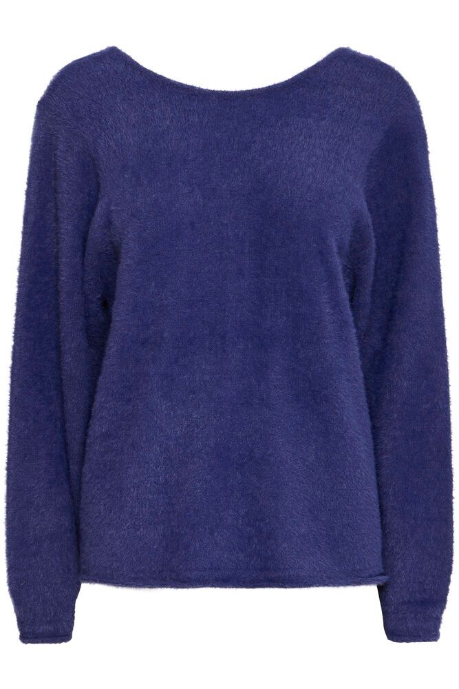 IHbergie ls patriot blue ichi trui lange mouwen v-hals sierknopen prachtige rug blauw