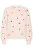 IHBRIELLE LS6 Oatmeal Melange - Nature ichi trui lange mouwen ronde hals lipjes rood beige oranje
