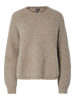 PCCLEO LS O-NECK CHUNKY KNIT NOOS BC greige melange pieces trui beige taupe