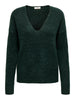 JDYELANORA L/S V-NECK PULLO. KNT NOOS Cabernet MELANGE trui bordeaux v-hals donkergroen