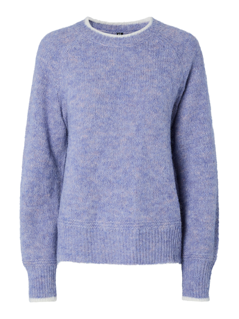 PCIVY LS O-NECK CONTRAST KNIT NOOS BC baby lavender white contrast pieces trui ronde hals lange mouwen paars lila lavendel