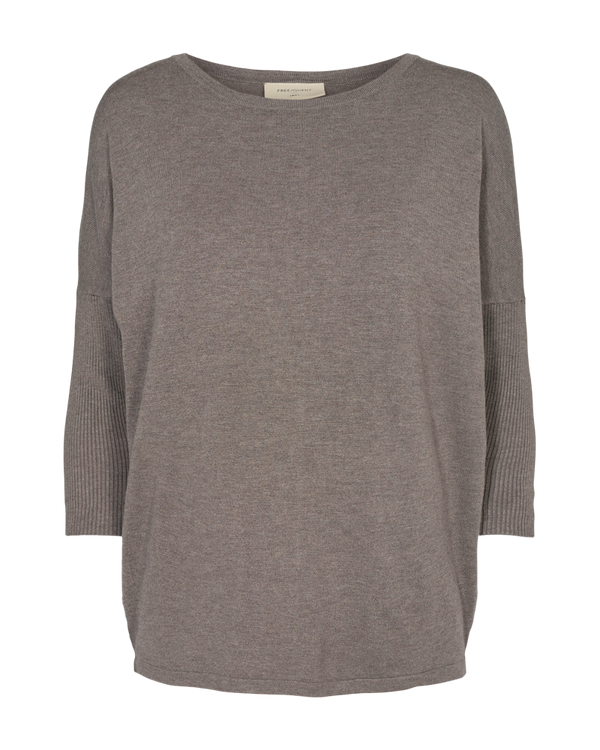 FQjone PU morel melange freequent trui bruin grijs