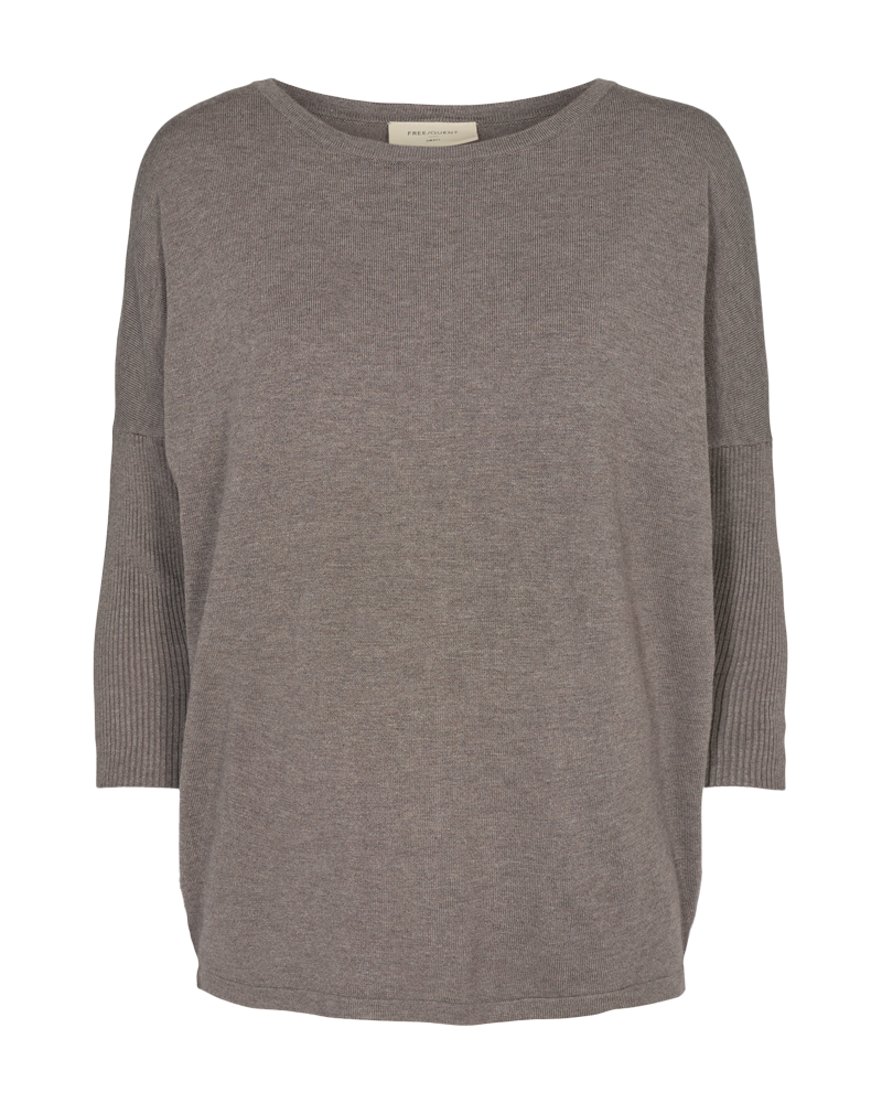 FQjone PU morel melange freequent trui bruin grijs