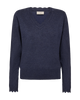 fqkatie pullover vintage indigo melange freequent trui v-hals lange mouwen blauw denim