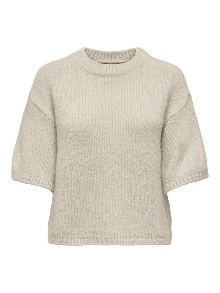 JDYLINEA S/S PULLOVER O-NECK KNT NOOS birch trui halflange mouwen beige