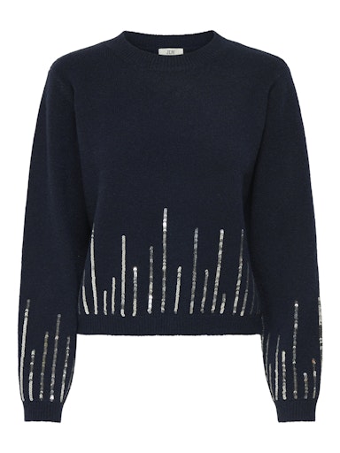JDYMADISON LIFE L/S ON SEQUIN PULL KNT total eclipse trui blauw glitter pailletten