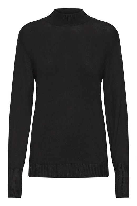 IHMAFA TURTLE LS2 black ichi pullover opstaand kraagje lange mouwen zacht zwart