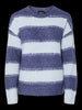 PCMILLA LS O-NECK KNIT BC  Skipper Blue Xenon blue pieces trui lange mouwen ronde hals blauw gestreept