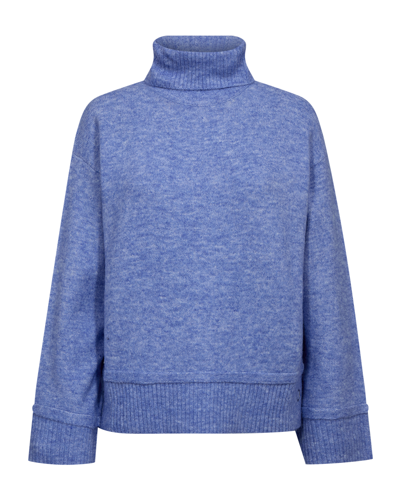 FQMULLE-PULLOVER wedgewood melange freequent losvallende trui rolkraag lange mouwen felblauw