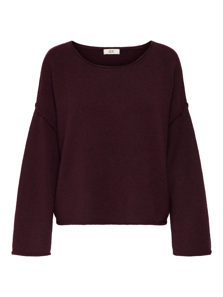 JDYRUE LIFE L/S BOAT NECK PULL KNT NOOS maroon banner oversized trui bordeaux