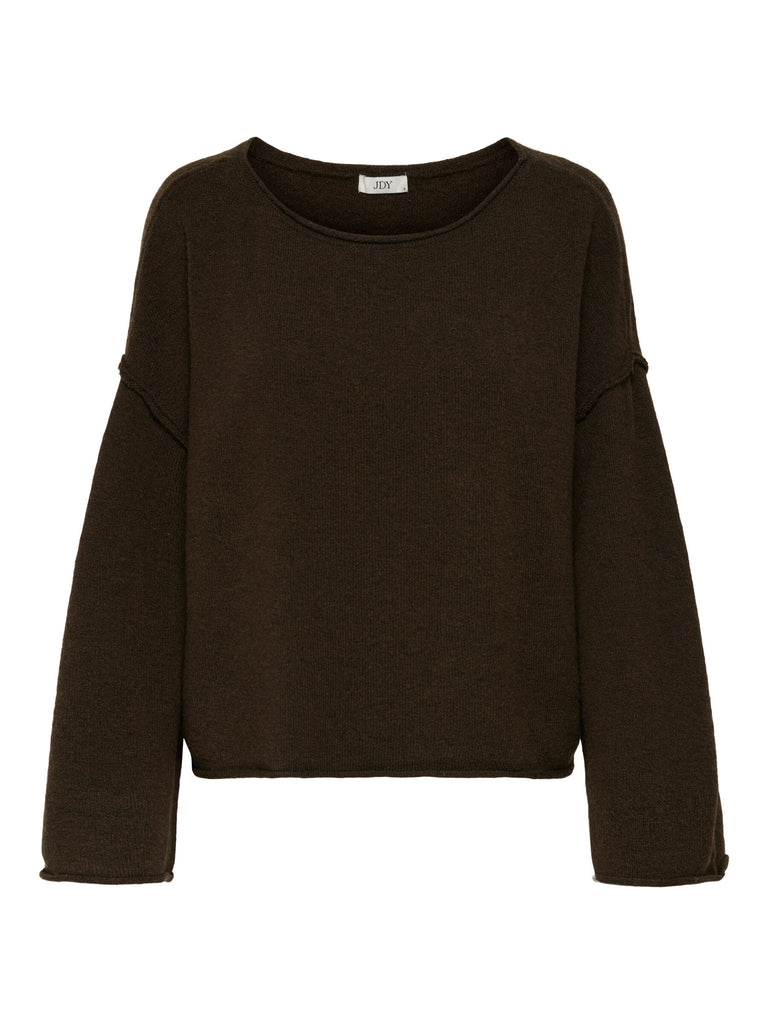JDYRUE LIFE L/S BOAT NECK PULL KNT NOOS slate black oversized trui bruin