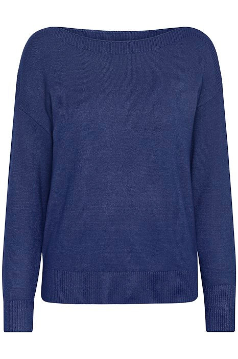 IHsella ls Medieval Blue ichi trui lange mouwen boothals blauw