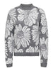 JDYSIGNE L/S O-NECK FLOWER JACQ PULL KNT medium grey trui grijs bloemen wit