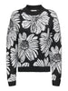 JDYSIGNE L/S O-NECK FLOWER JACQ PULL KNT black trui zwart bloemen wit
