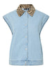PCBREIA SL DENIM VEST FC blue denim pieces mouwloze jeansvest blauw leopard