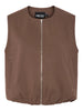 PCFALEAH VEST chocolate martini pieces mouwloze vest rits bruin