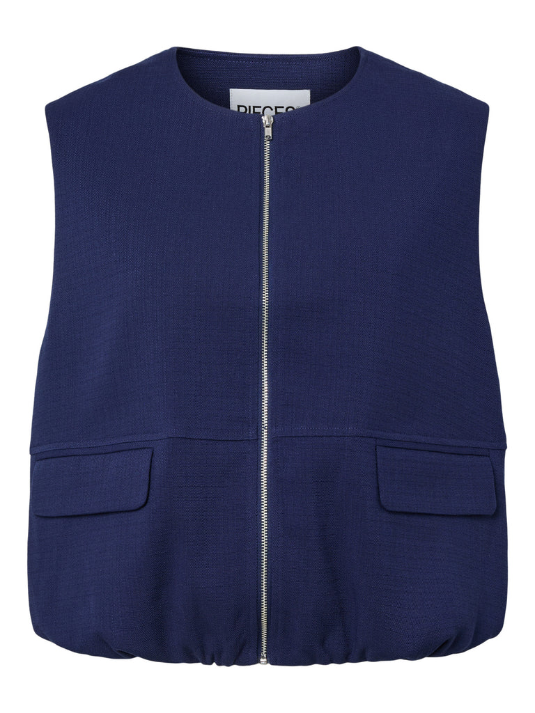 PCFALEAH VEST W. POCKET beacon blue pieces vest rits bodywarmer blauw