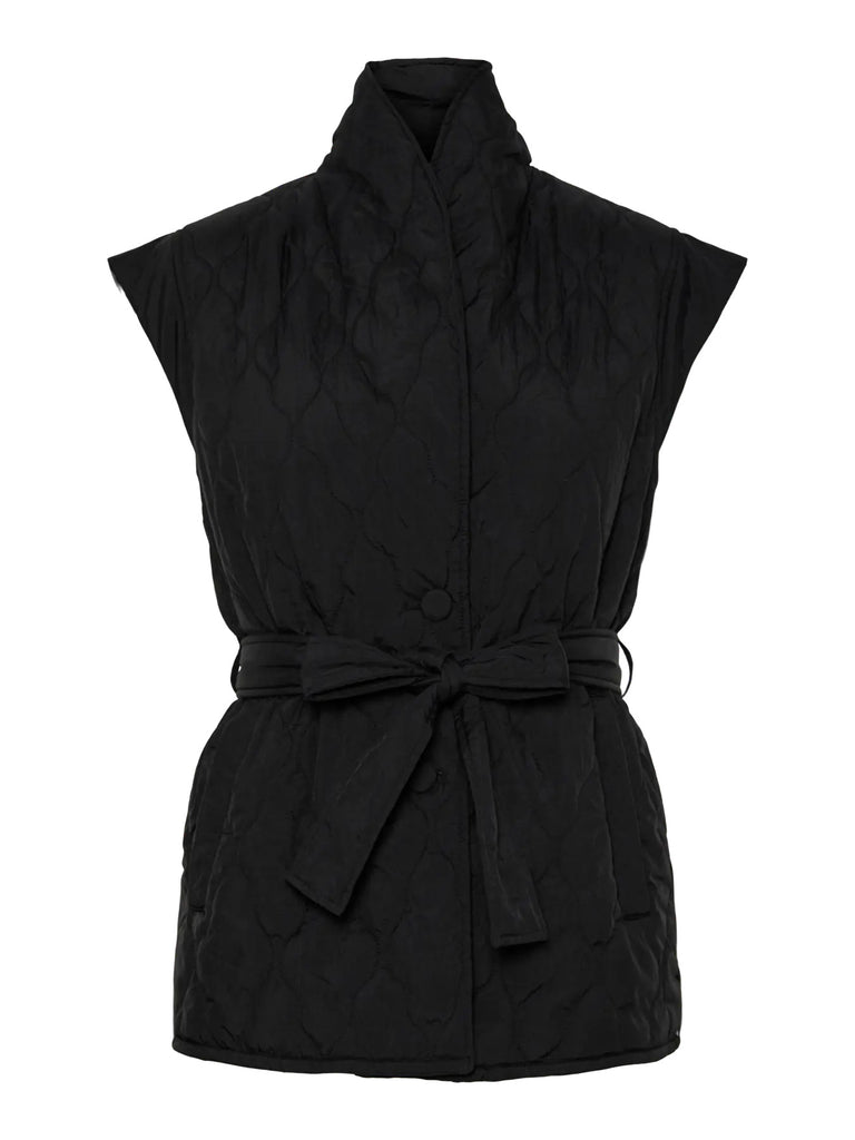 PCJULIA VEST W. BELT black pieces vest bodywarmer zwart