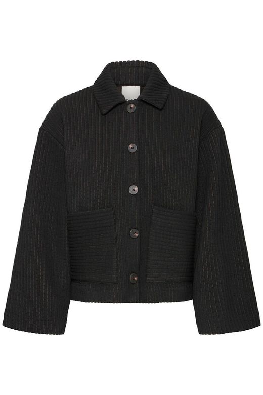 IHKATE QUILTED JA3 Black - Black ichi vest jas blazer zwart knopen