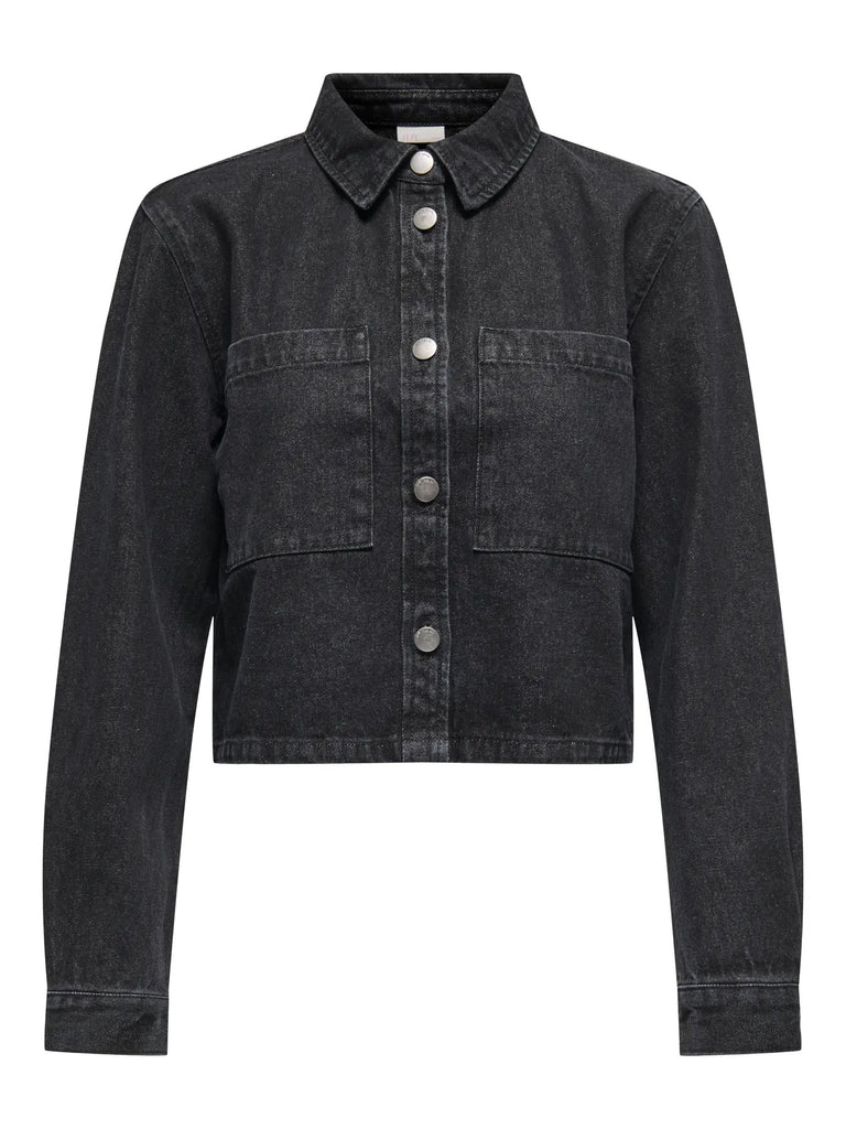 JDYmarly l/s boxy shacket dnm noos black denim jeansvest jeansjas denim zwart knopen lange mouwen oversized cropped