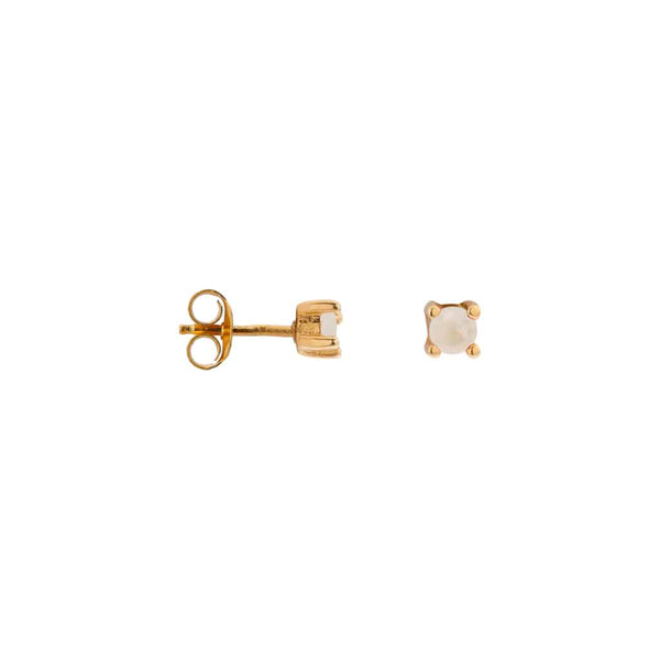 Label kiki stud white stone gold stud oorbel stainless steel wit steentje oorsteker goud