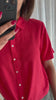 IHlinno sh2 top korte mouwen knoopje linnen framboos roze rood ichi