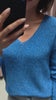 jdy tala pullover skydiver melange v-neck v-hals blauw lange mouwen zachte trui